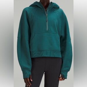 RARE Lululemon Green Jasper oversized scuba half zip hooded pullover XS/S